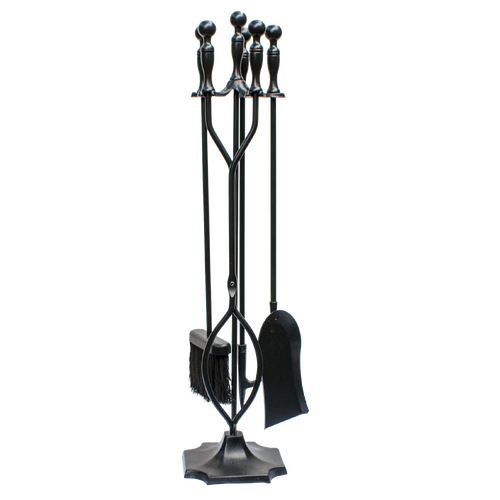 BR02BK Black Cast Iron Firetool Set 4pce + Stand