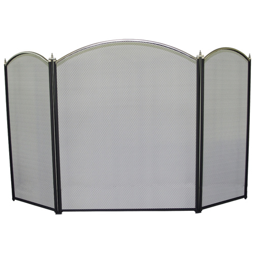 FP3NP-03 Firescreen 3 Fold – Black with Nickel-Plated Top Frame