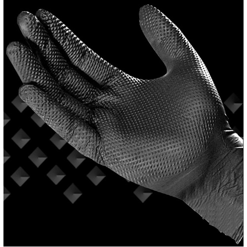 NITGLV-XL Diamond Textured Black Nitrile Gloves - X Large