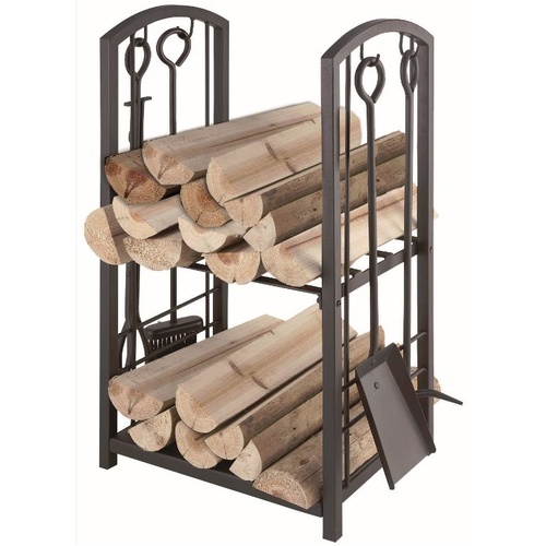 OFFT99VL Large 2-Tier Wood Rack with Firetools