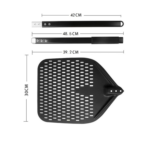 PZALSPAT Stainless Steel Pizza Peel with Aluminum Black Handle