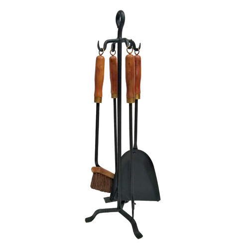 WTE4-LA Tongio Forging Deluxe Timber Handle Firetool 4pc + Stand Set